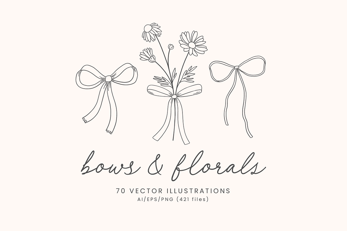 Floral Bows Vector Illustrations, a Decorative Illustration by Emma Webb Studio (Photo 1 of 7)