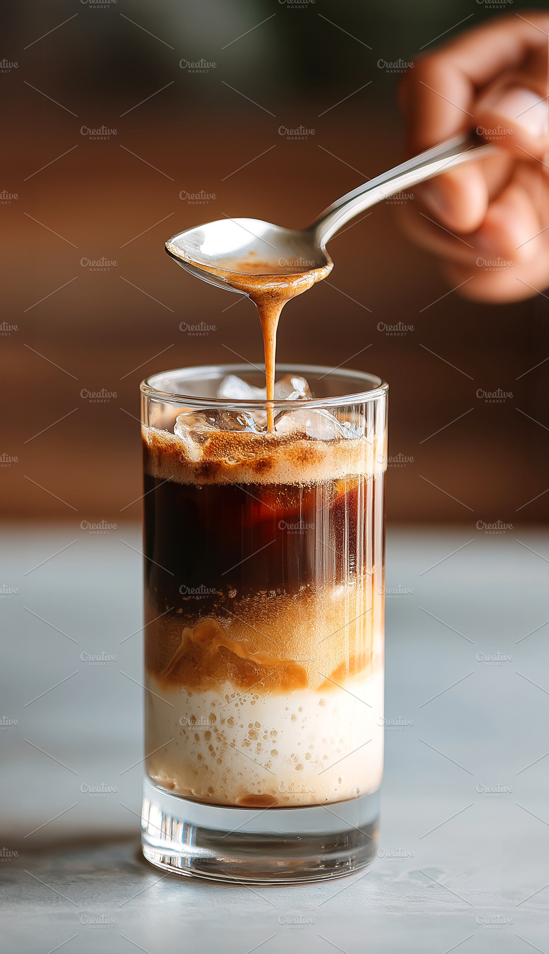 Crafting the Perfect Iced Coffee, a Person Photo by Ocean Digital Art