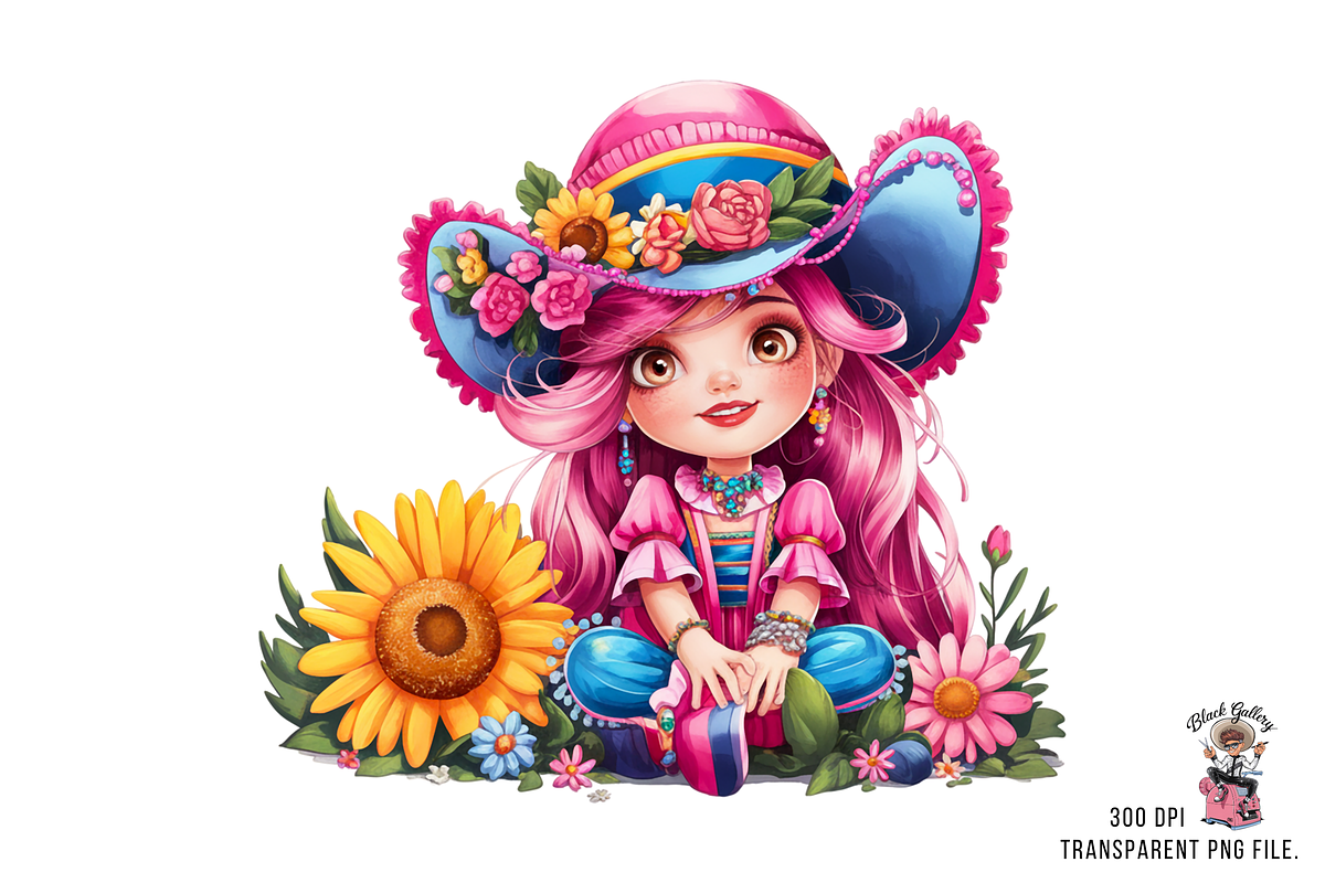 Cowgirl with Sunflowers PNG Clipart, a Graphic by Clipart Bloom (Photo 8 of 13)