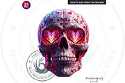 Valentines day Skulls clipart Set, a Seasonal Illustration by ThatsDesignArt (Thumbnail 8 of 10)