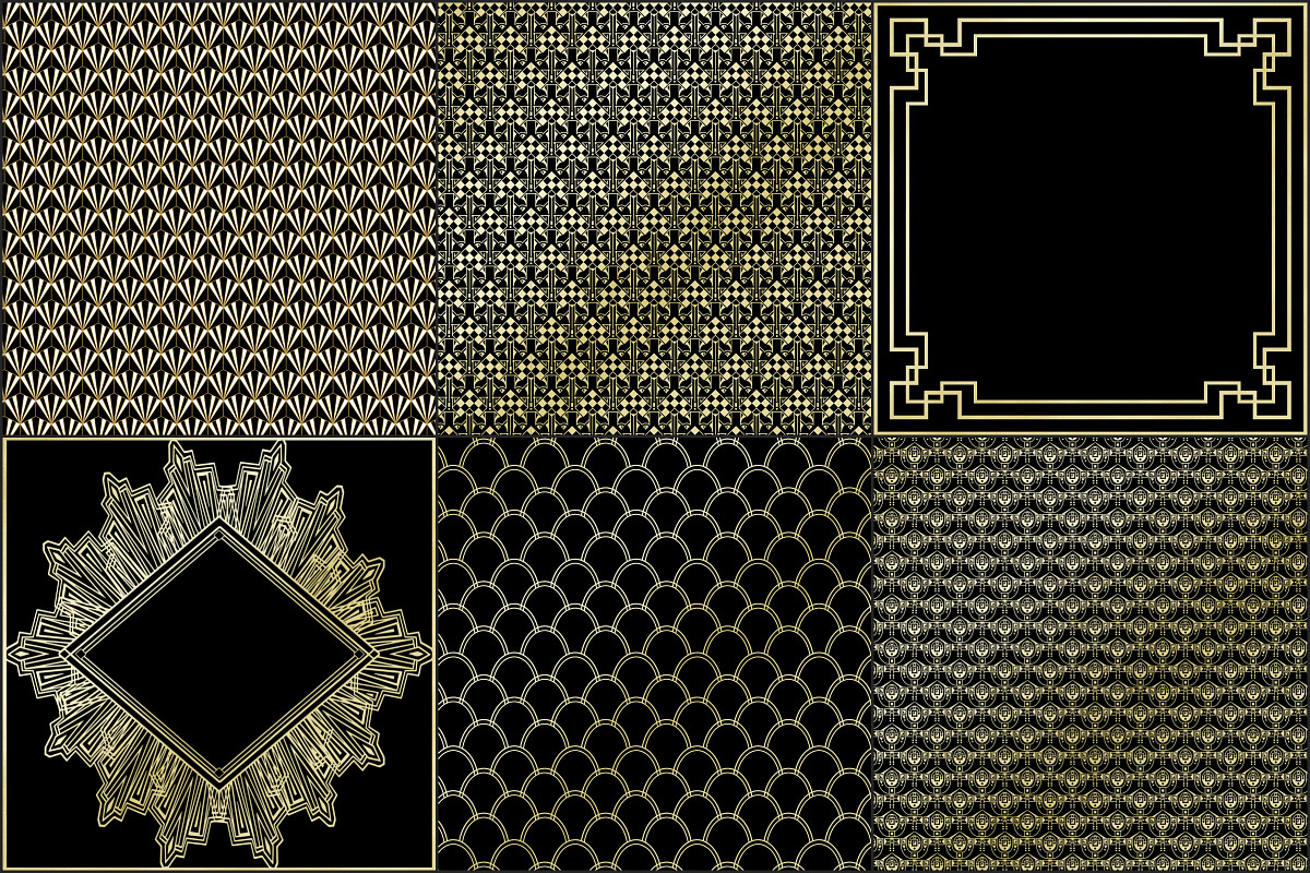 Art Deco Gold Foil Digital Papers, a Pattern Graphic by FrankiesDaughtersDesign (Photo 2 of 3)