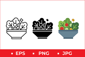 Healthy Salad Bowl Vector Design, a Solid Icon by Artonix