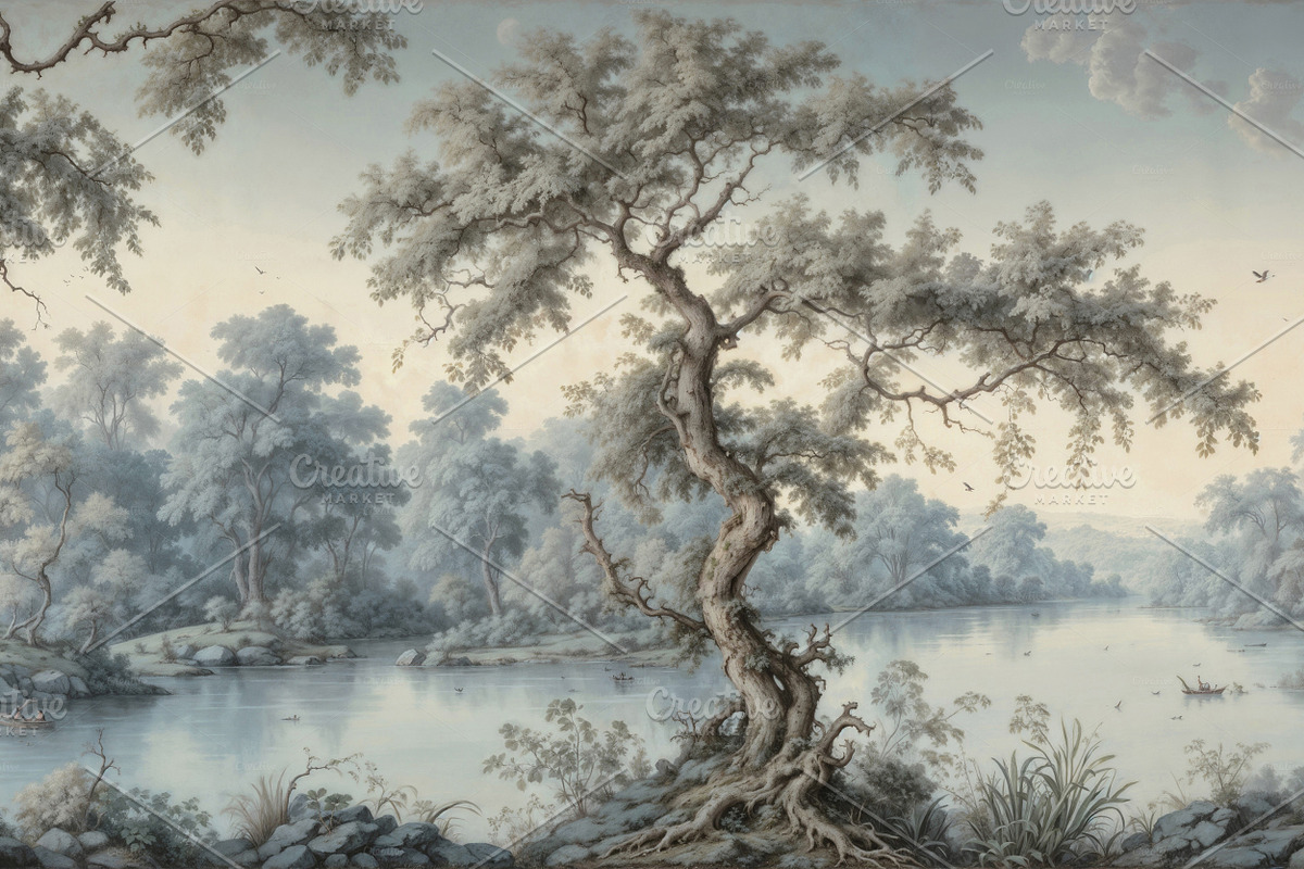 Antique Forest Landscape, a Wallpaper Graphic by by creative paper (Photo 5 of 6)
