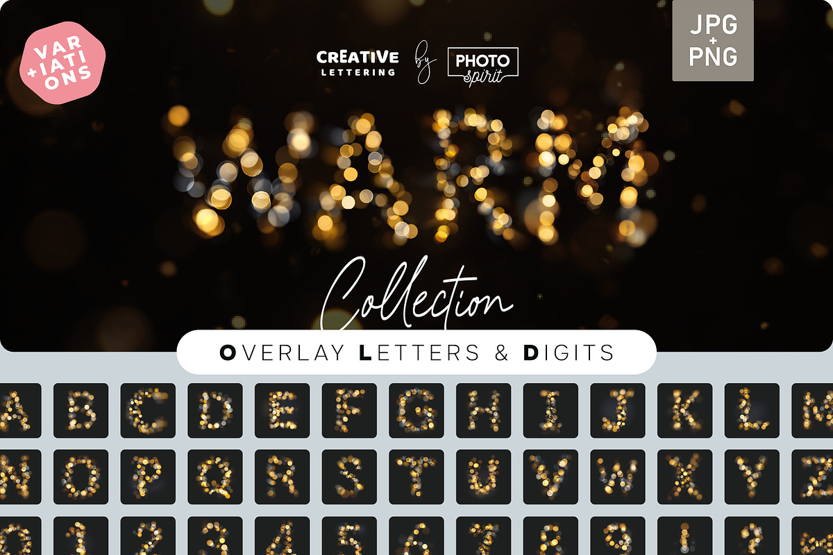 Golden Warm Bokeh Letters Overlays, a Symbol Font by PhotoSpirit (Photo 1 of 8)