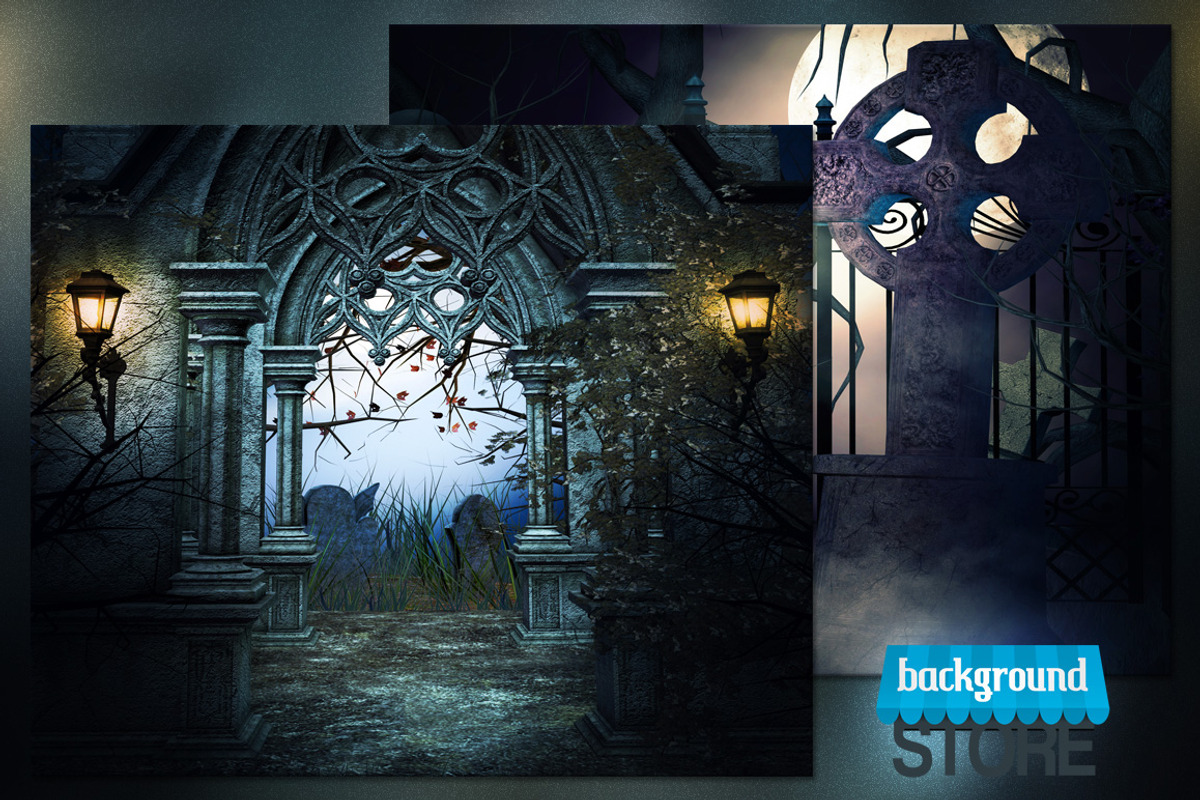 Scary Graveyard Backdrop