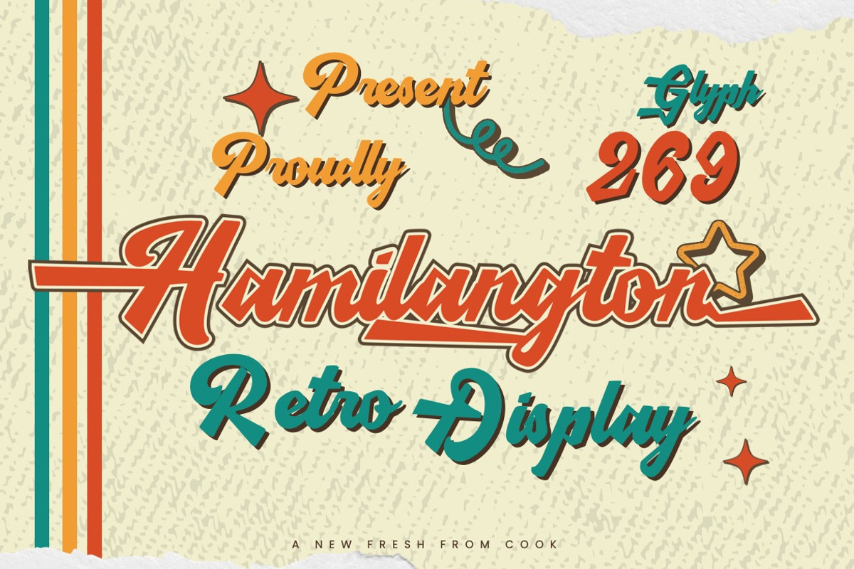 Hamilangton - Retro Display Font, a Script Font by Dhabee (Photo 3 of 17)