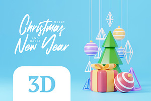 Christmas 3d rendering set