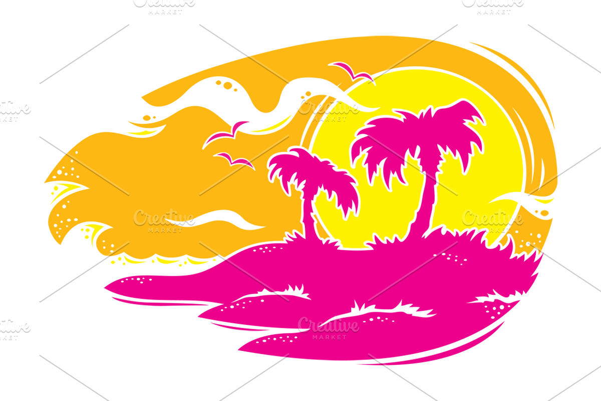 Tropical Sunset, an Illustration by Schwegel Illustration