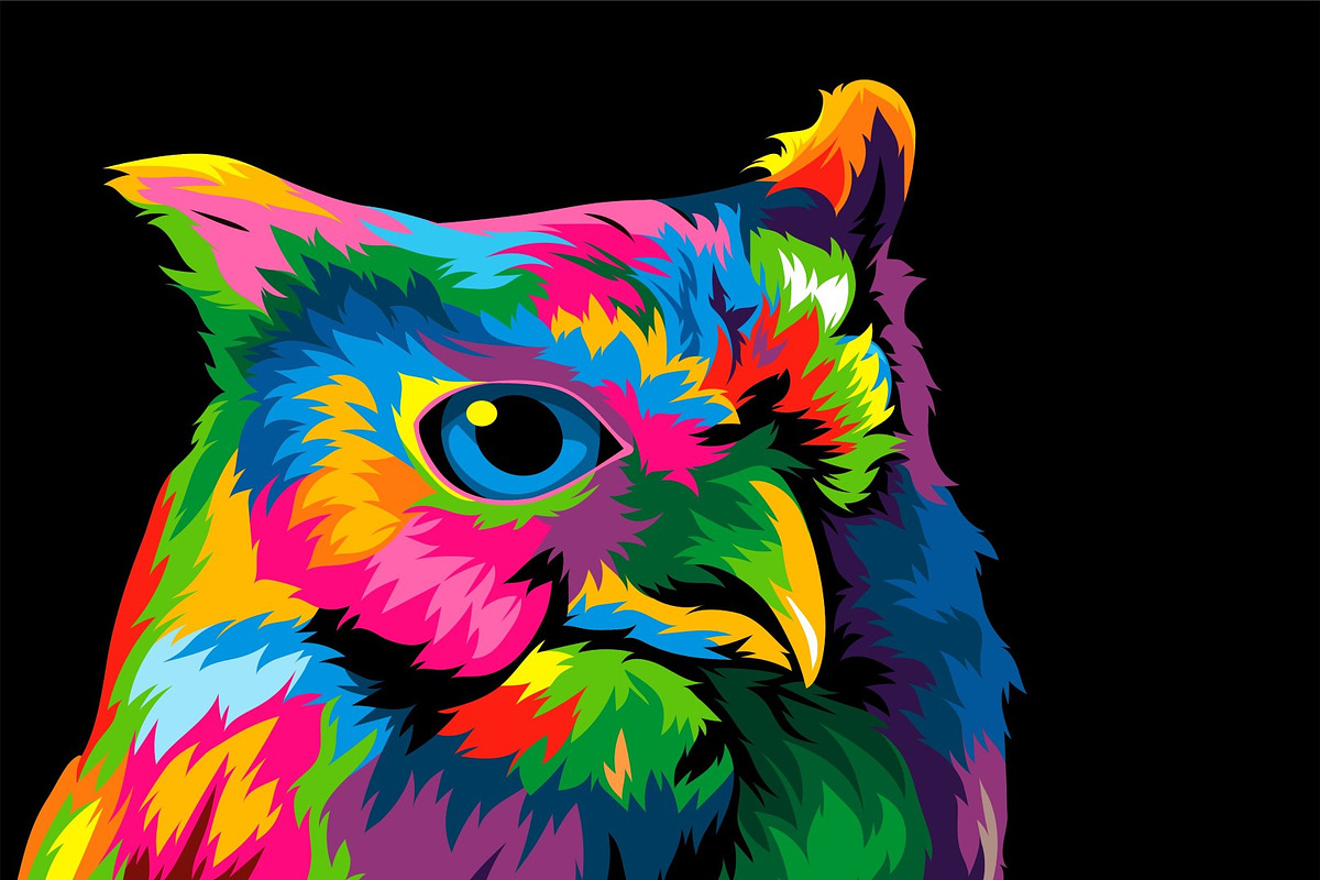 Owl colorful popart vector artwork, an Animal Illustration by weervector (Photo 2 of 2)