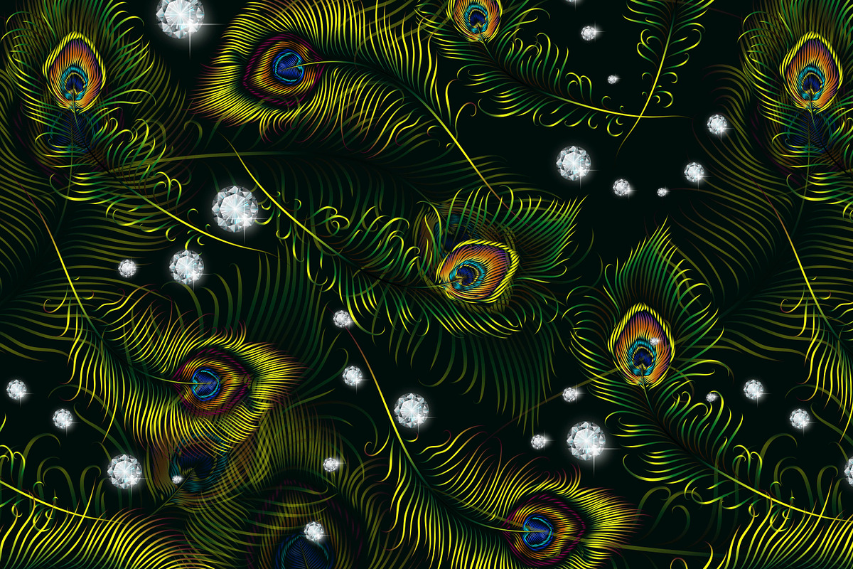 Diamonds in peacock feathers, an Object Graphic by artabramova (Photo 8 of 9)