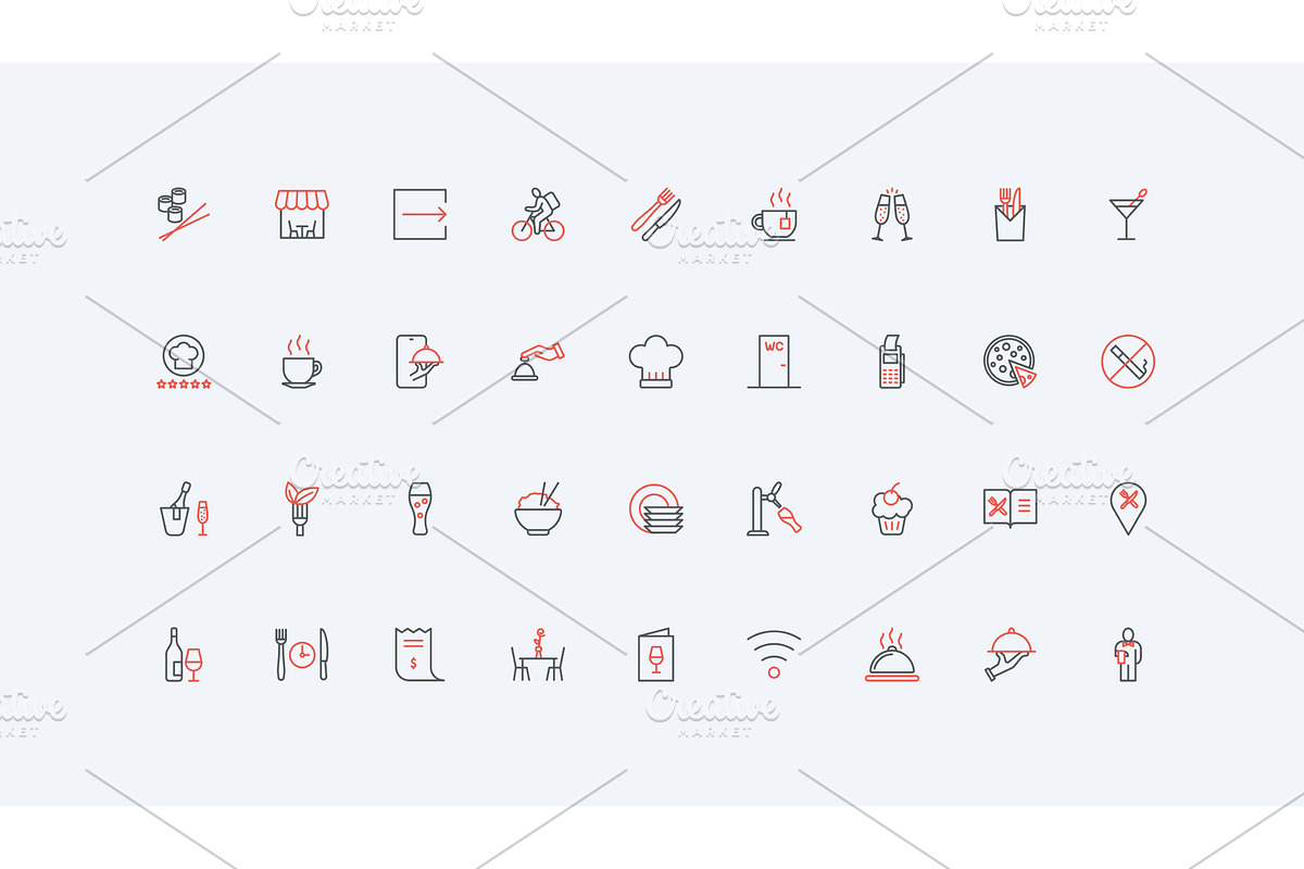 Traditional food & dishes icons, a Food Illustration by Lemberg Vector