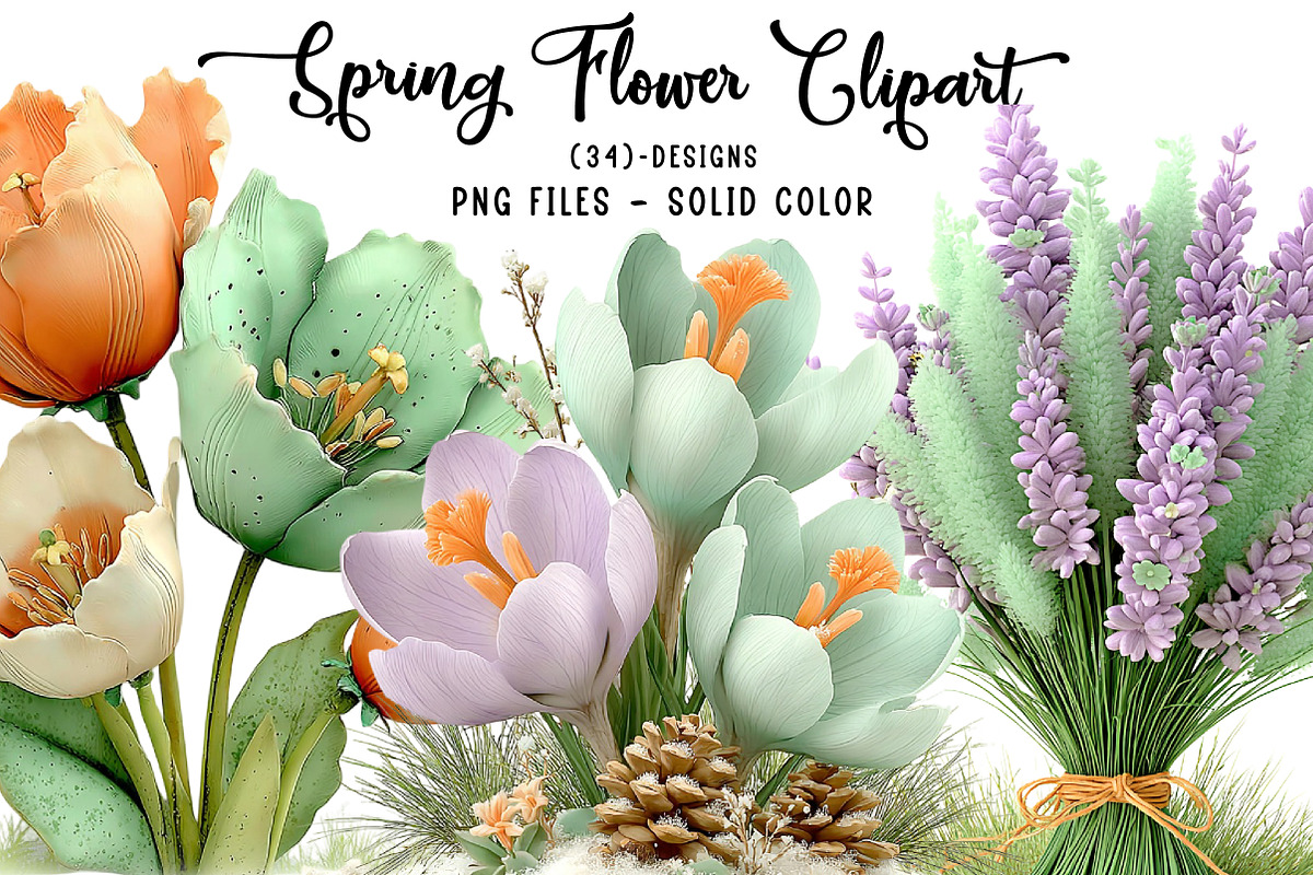 Spring Flower Sublimation Clipart, an Illustration by CreationArt (Photo 1 of 7)
