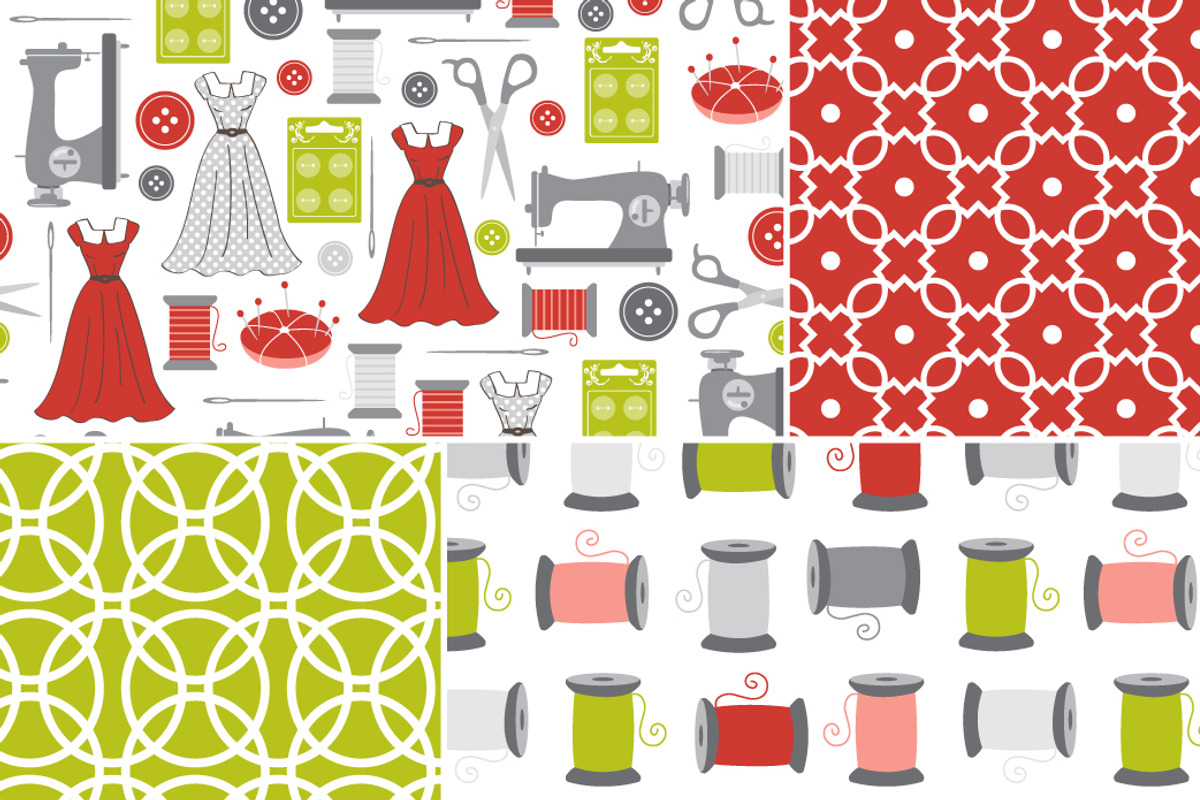 Sew Vintage Seamless Patterns preview 2