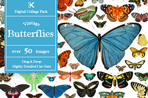 Butterflies Digital Collage Pack