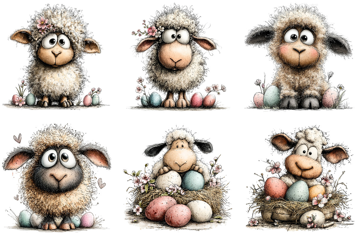 Whimsical Easter Sheep Clipart, an Illustration by Sublimation Artist (Photo 5 of 7)