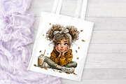 Whimsical Coffee Girl Clipart Bundle, a Seasonal Illustration by Canvas Craft (Thumbnail 8 of 10)