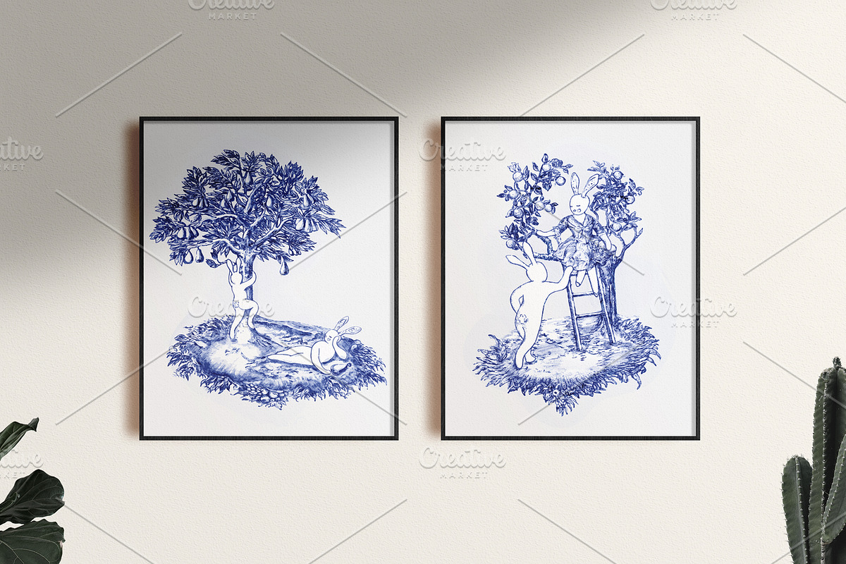 Harvest Bunnies - Toile De Jouy, a Pattern Graphic by YvY (Photo 9 of 9)
