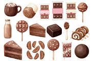 Watercolor Chocolate Dessert Clipart, a Food Illustration by Stellalunarts (Thumbnail 6 of 14)