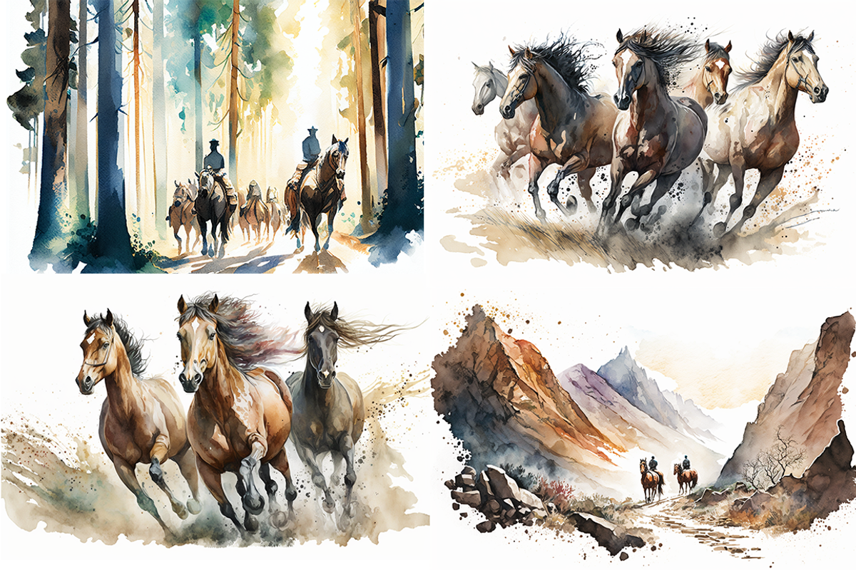 Horse Haven Watercolor Collection, an Animal Illustration by artsy-fartsy (Photo 7 of 9)
