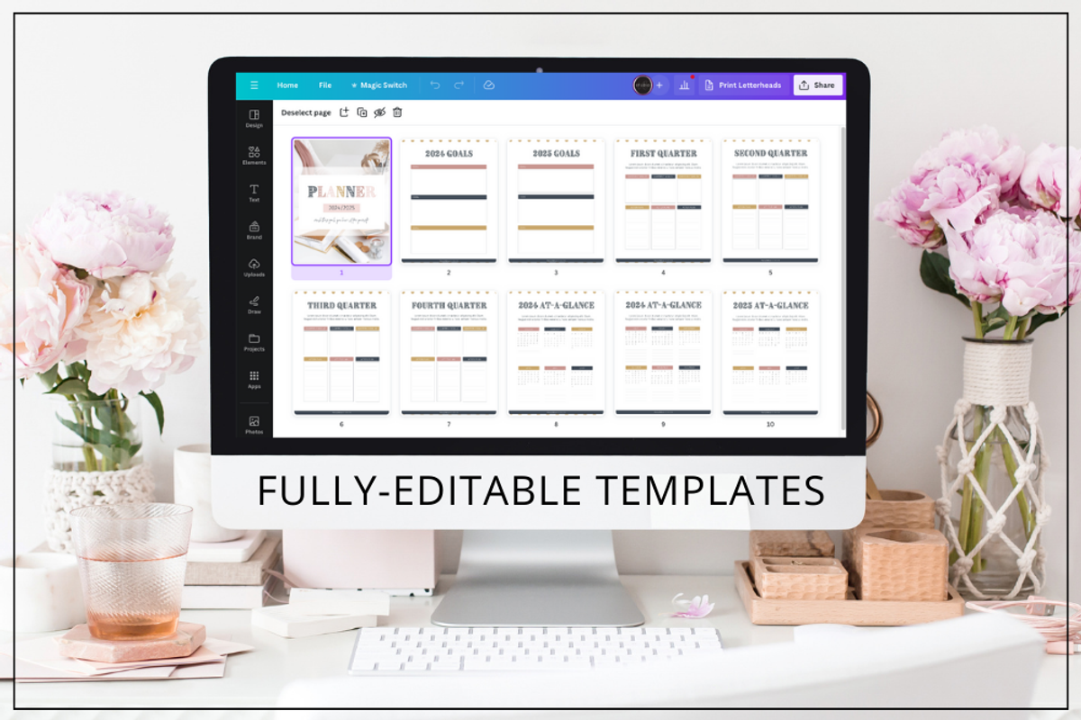 Planner Templates Canva - Blush, a Stationery Template by Lady Boss Studio (Photo 8 of 8)