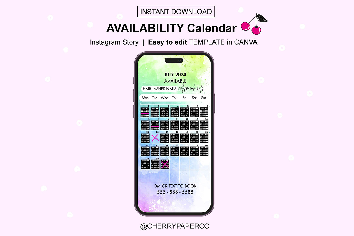 Instagram Story Calendar - JULY, a Social Media Template by Cherry Paper Co (Photo 2 of 2)