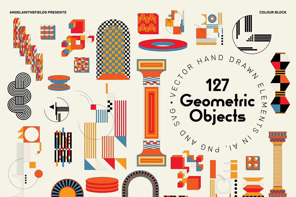 Retro Colour Block Vector Objects, an Object Graphic by angelainthefields (Photo 7 of 23)