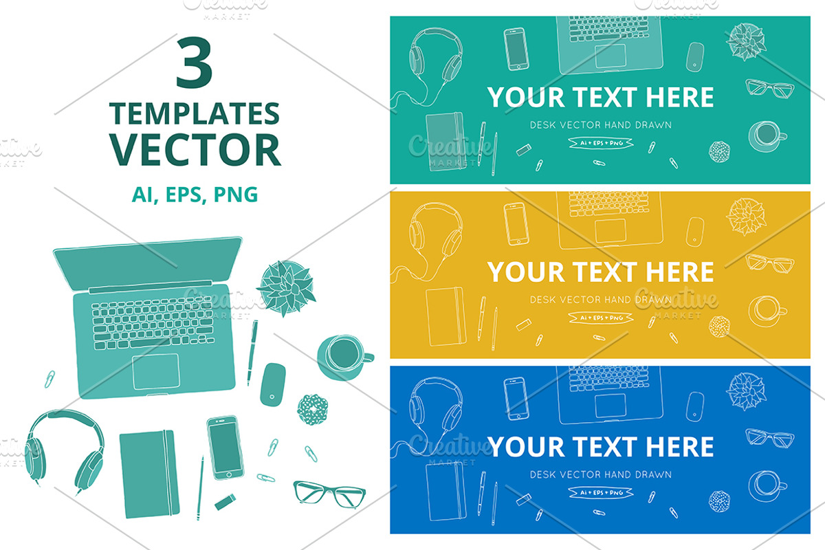 Desk Hand Drawn Vector, an Illustration by Pencil Coffee