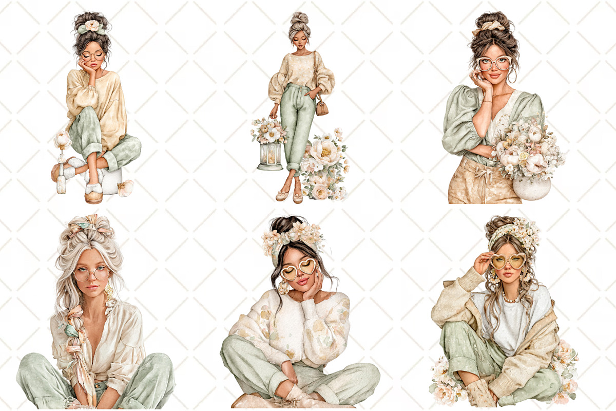 Whimsical Spring Girl Clipart, an Illustration by Black Bird Studio (Photo 2 of 5)