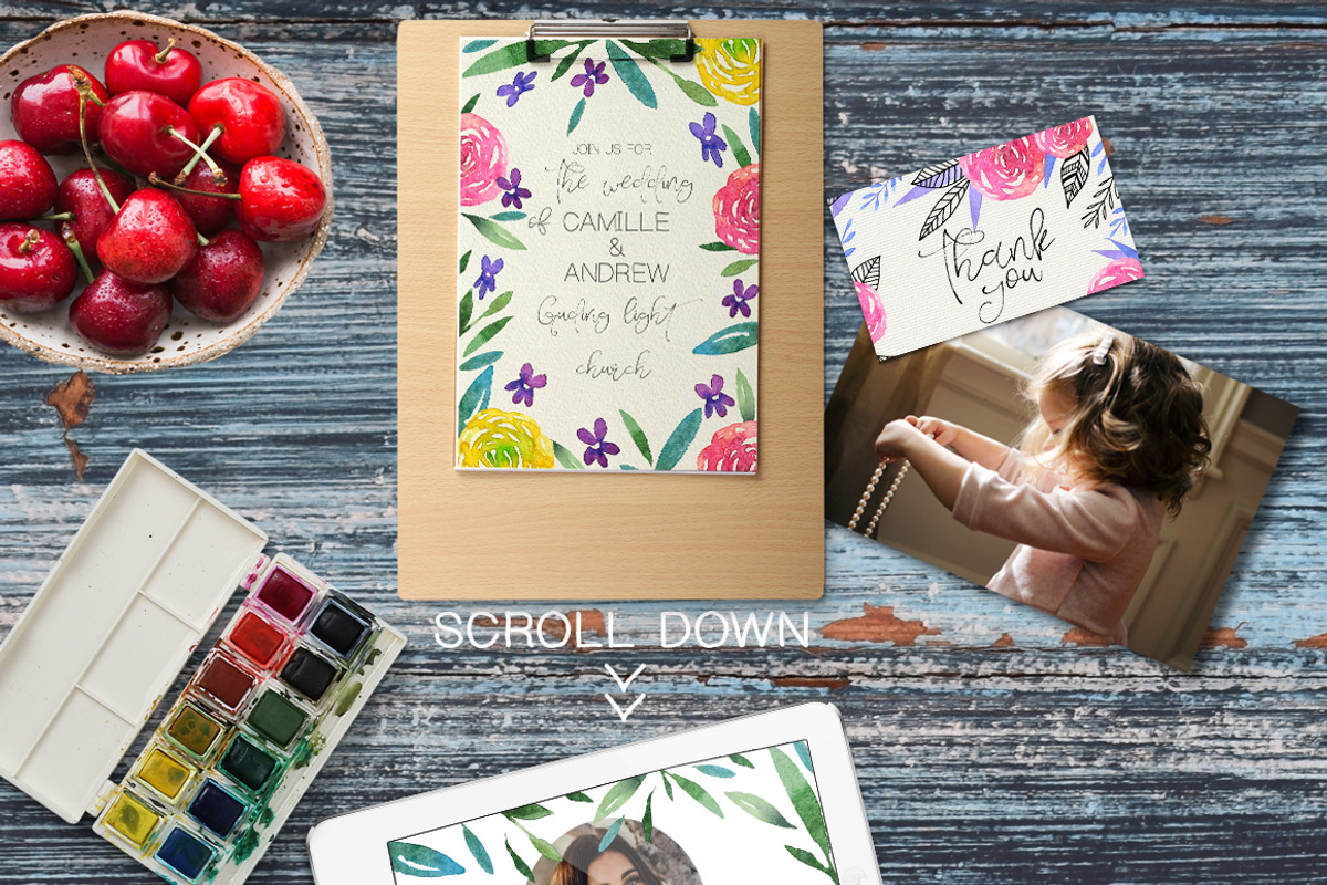 Flower Wine watercolor design set, a Decorative Illustration by Astel (Photo 6 of 6)