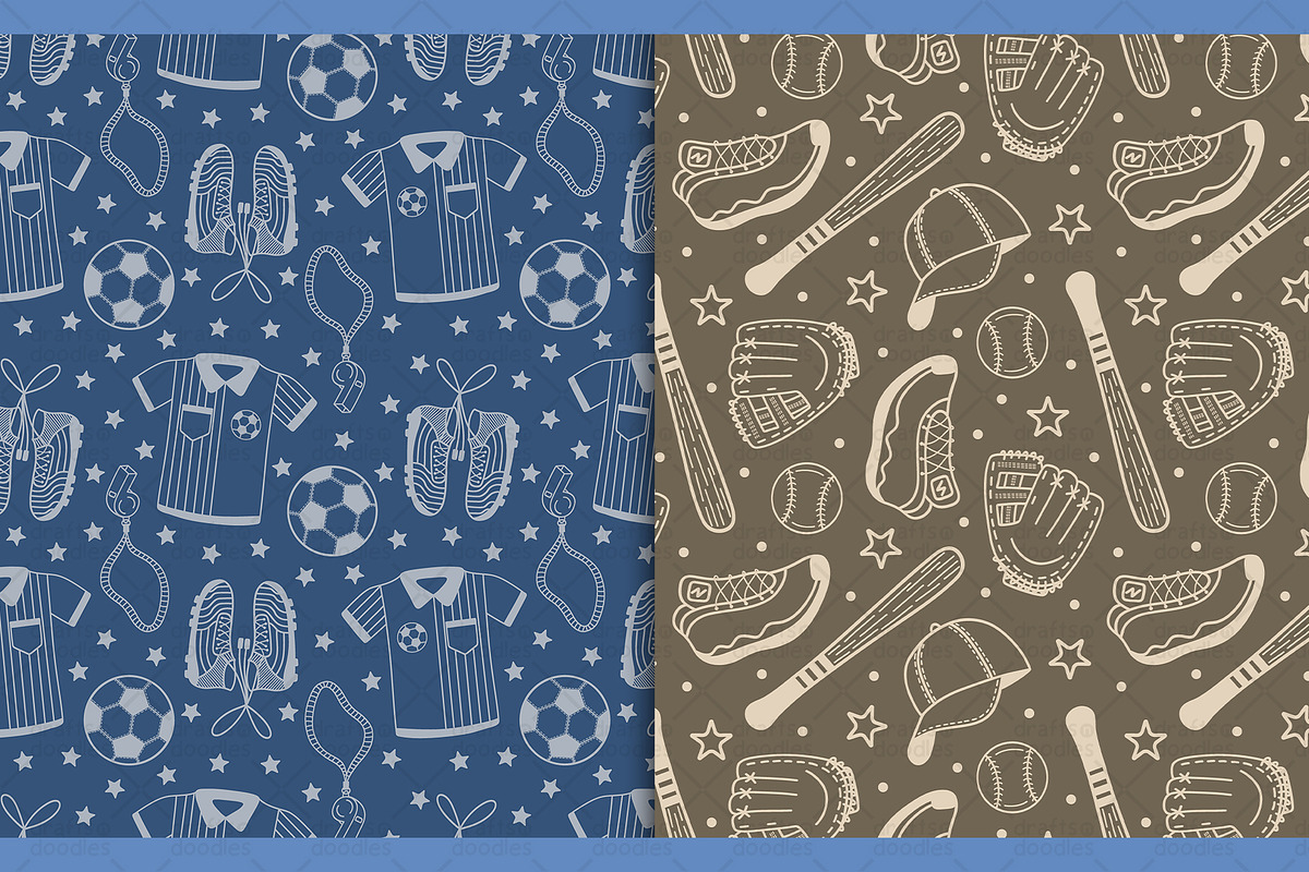 Sports Equipment Line Art Patterns, a Pattern Graphic by Drafts n Doodles (Photo 4 of 9)