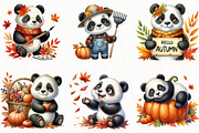 Watercolor Autumn Panda Clipart, an Illustration by OK Design (Thumbnail 3 of 5)
