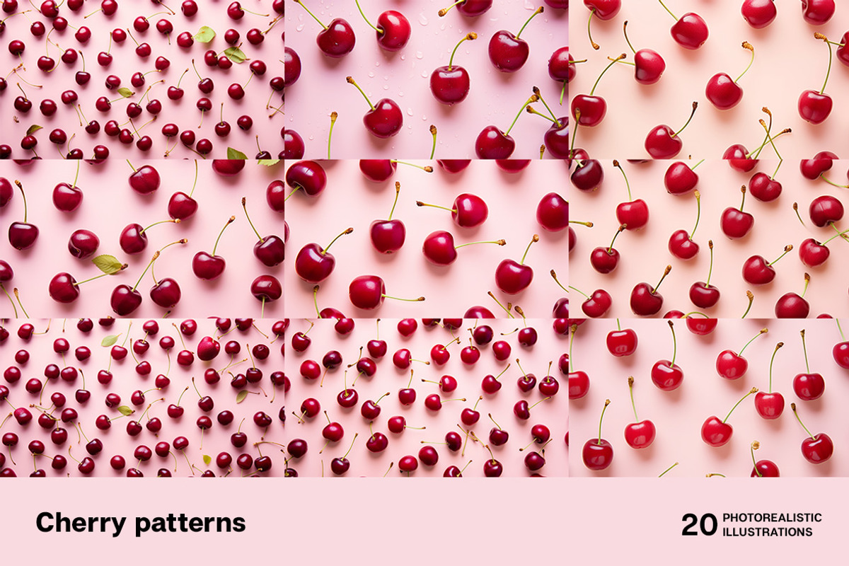 Cherry Patterns. 20 images, a Food Illustration by Handmadefont (Photo 4 of 9)