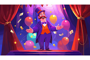 Magician performance. Cartoon magic, a Person Illustration by Stock-Smart-Start