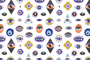 Doodle Eyes Seamless Patterns