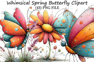 Whimsical Spring Butterfly Clipart, an Illustration by DreamPrint404