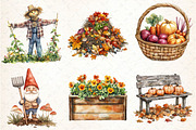 Autumn Garden Clipart, an Illustration by DreamCafeArt (Thumbnail 4 of 7)