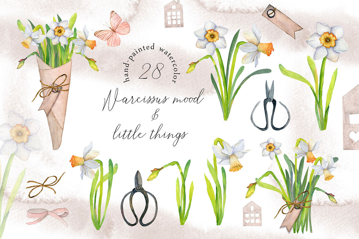Narcissus mood & little things, an Illustration by WatercolorAnn (Photo 1 of 11)