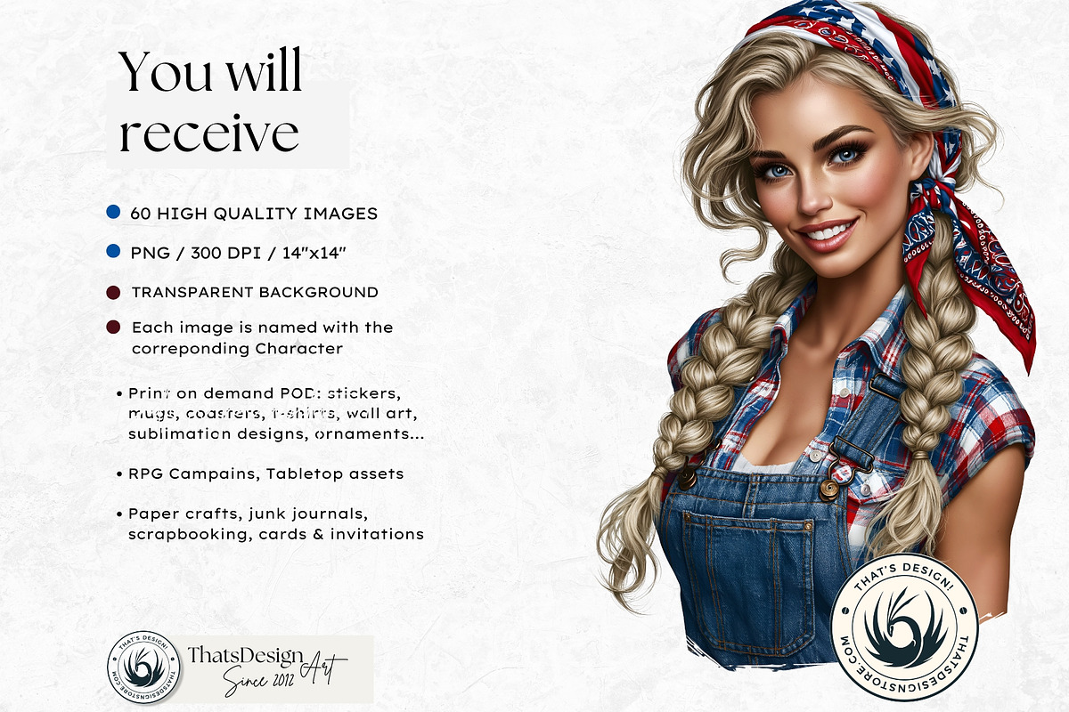 4th of july Patriotic Characters V1, a Person Illustration by ThatsDesignArt (Photo 2 of 12)