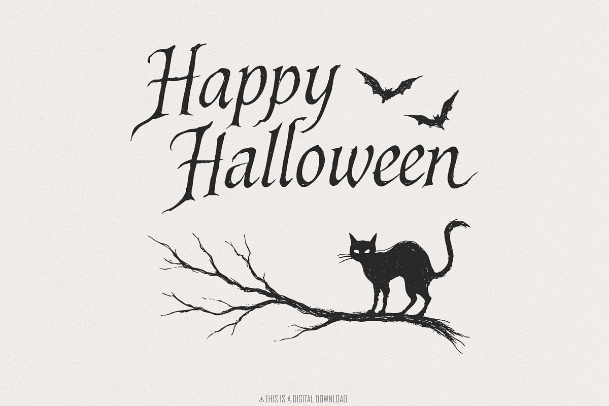 Happy Halloween Black Cat PNG, an Illustration by SharpMarketplace (Photo 1 of 9)