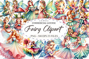 Watercolor Fairy Clipart, an Illustration by designcity5 (Thumbnail 1 of 5)