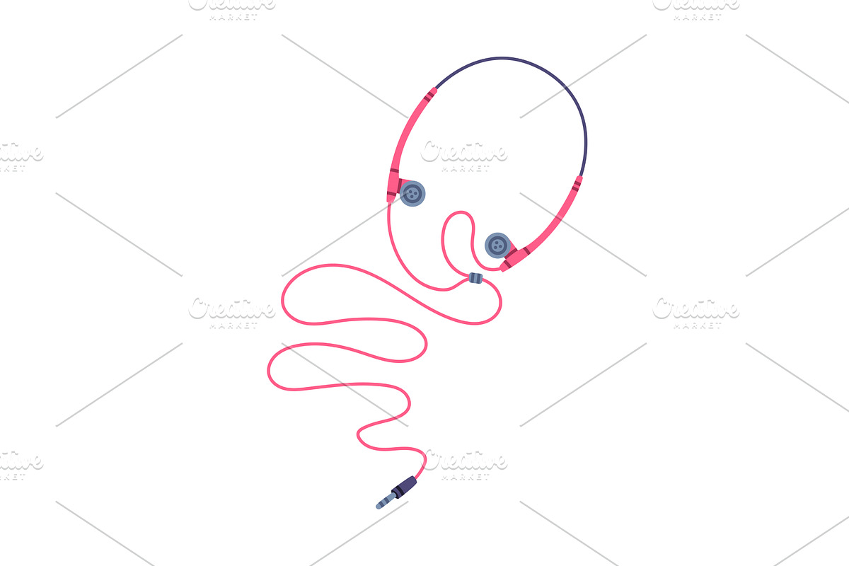 Headphones or Earphones with Cable, an Object Illustration by TopVectors