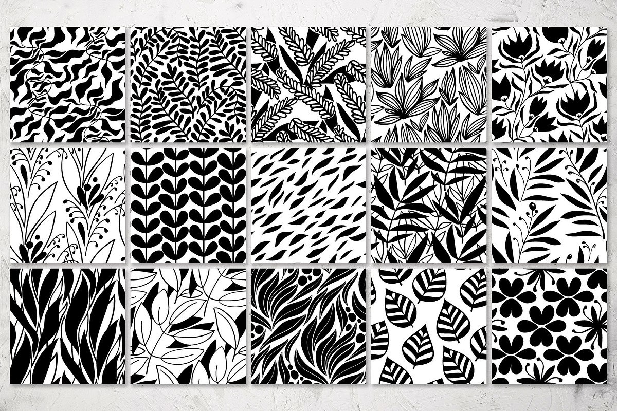 Black And White Floral Patterns, a Pattern Graphic by pineart (Photo 3 of 3)