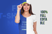 Female T-Shirt & Baseball Cap Mockup, a Shirt Mockup by Hi, Mock-Up! (Thumbnail 2 of 8)