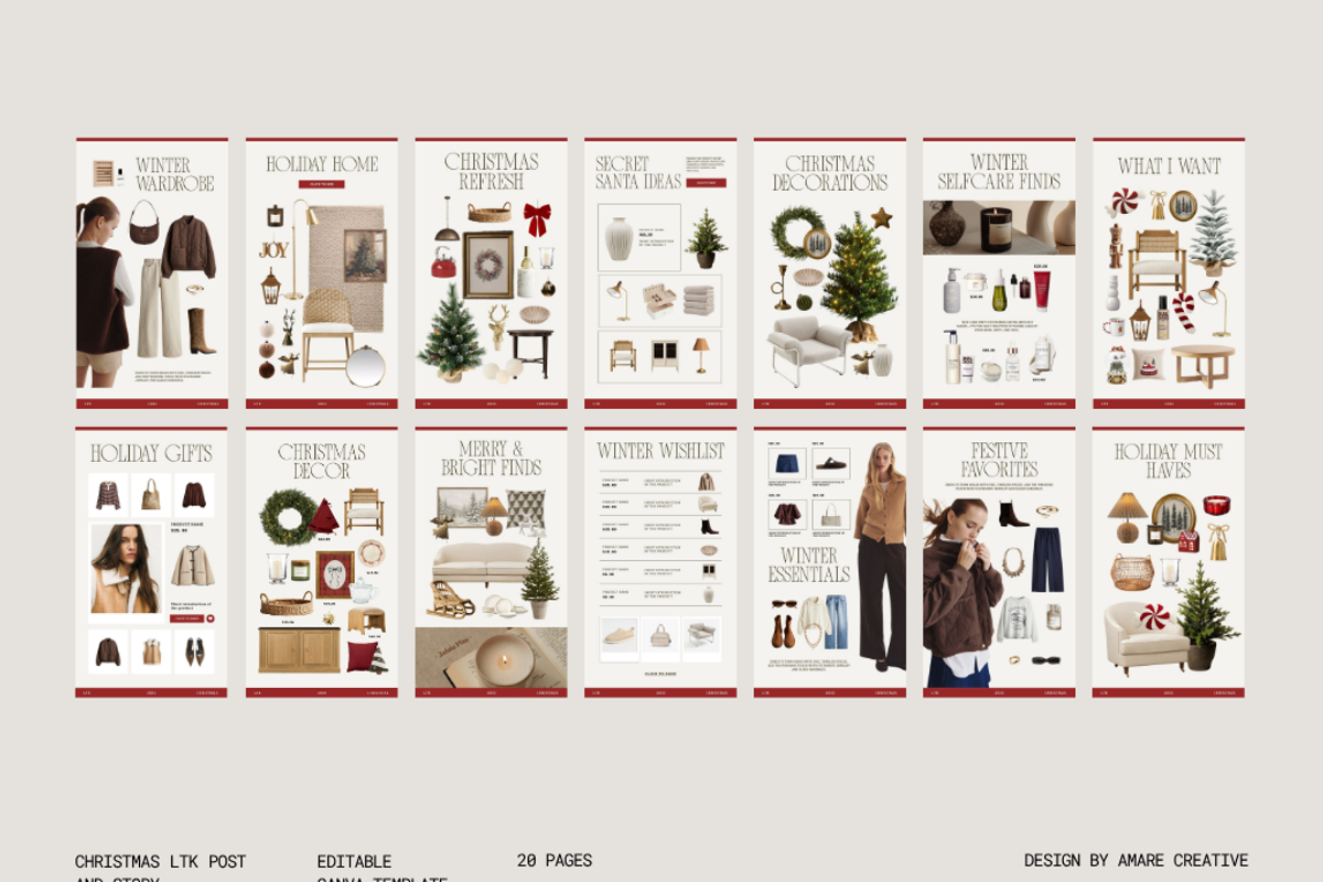 40 Christmas LTK & Instagram Canva, a Social Media Template by Amaré Creative (Photo 12 of 12)