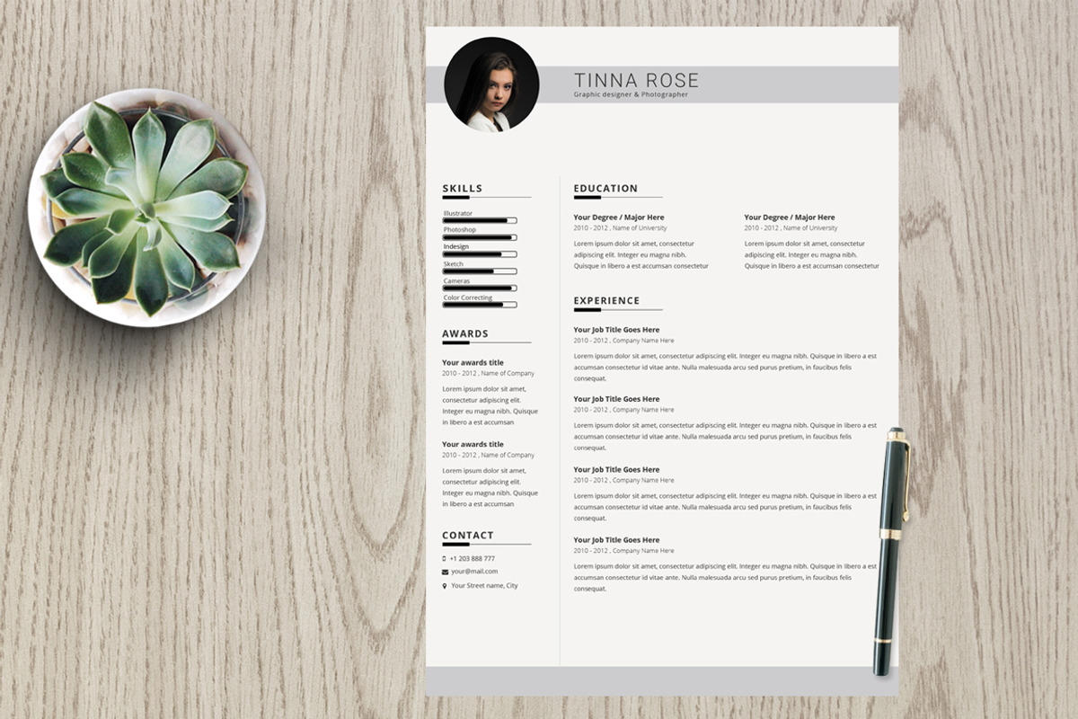 Resume Template 3 page pack | Tinna, a Resume Template by Kayytechin Shop (Photo 2 of 3)