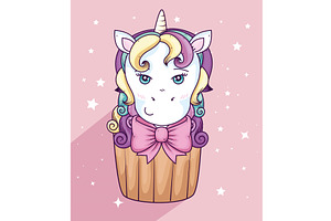 Cupcake Of Head Of Cute Unicorn