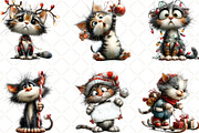Quirky Christmas Cats Clipart, an Illustration by Black Bird Studio (Thumbnail 2 of 6)
