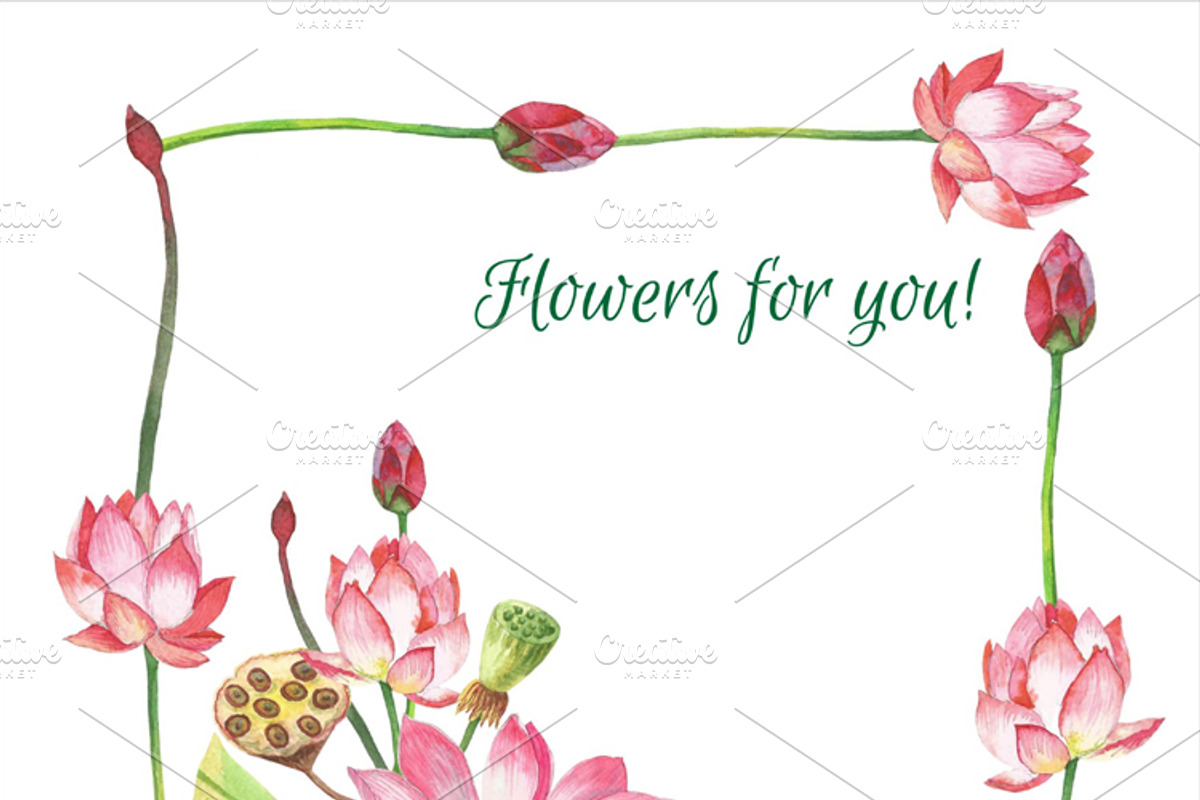 Lotus Flowers. Bouquets and Wreaths, a Decorative Illustration by Nataliapiache (Photo 4 of 5)