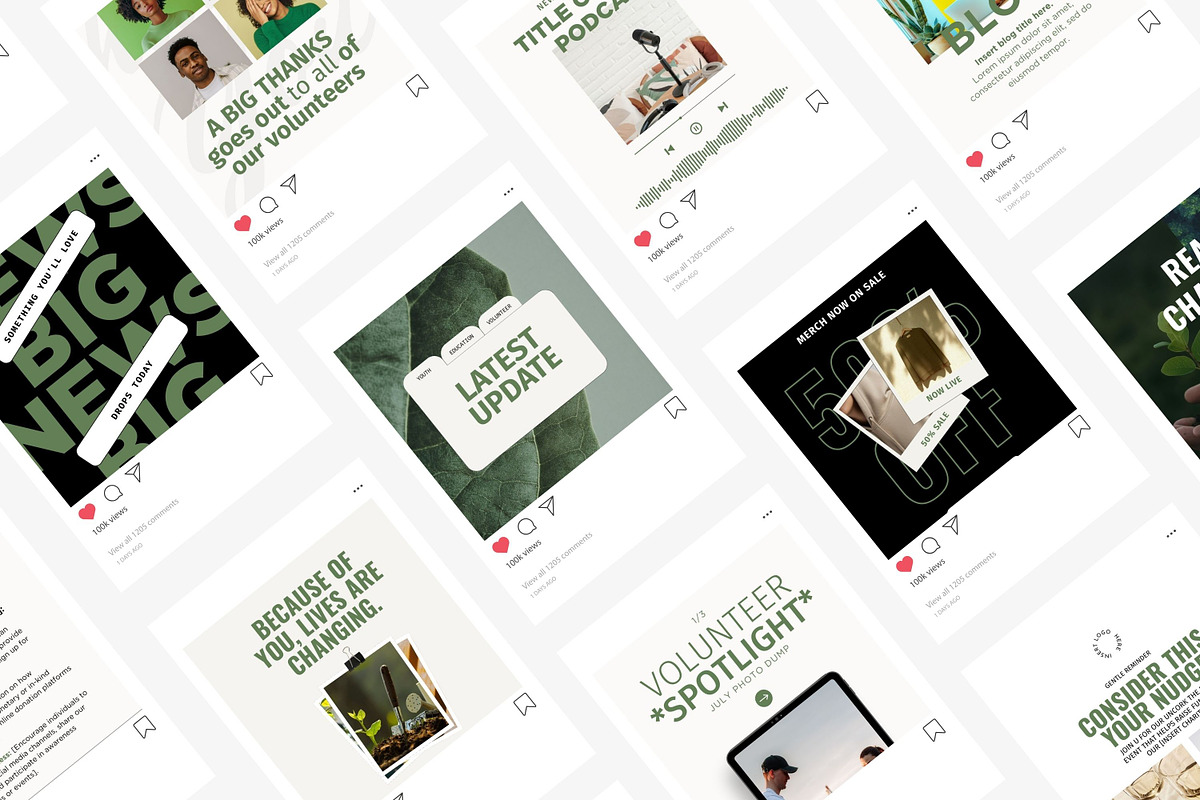 Green Charity Instagram Templates, a Social Media Template by InkBlue Templates (Photo 4 of 10)