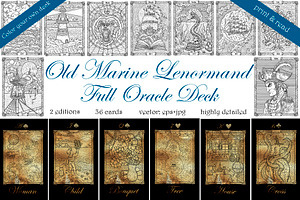 Old Marine Lenormand deck vector